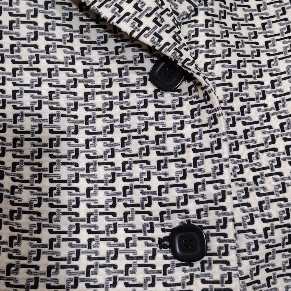 Le Suit Petite Ladies Grey/Black/ Ivory Waist Suit Jacket SZ 12p - Picture 7 of 11